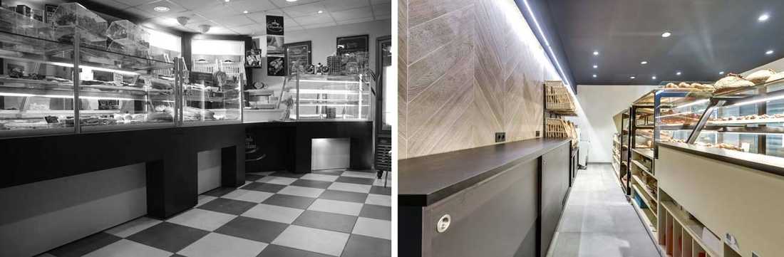 Aménagement d'une boulangerie par un architecte d'intérieur en photos avant - après
